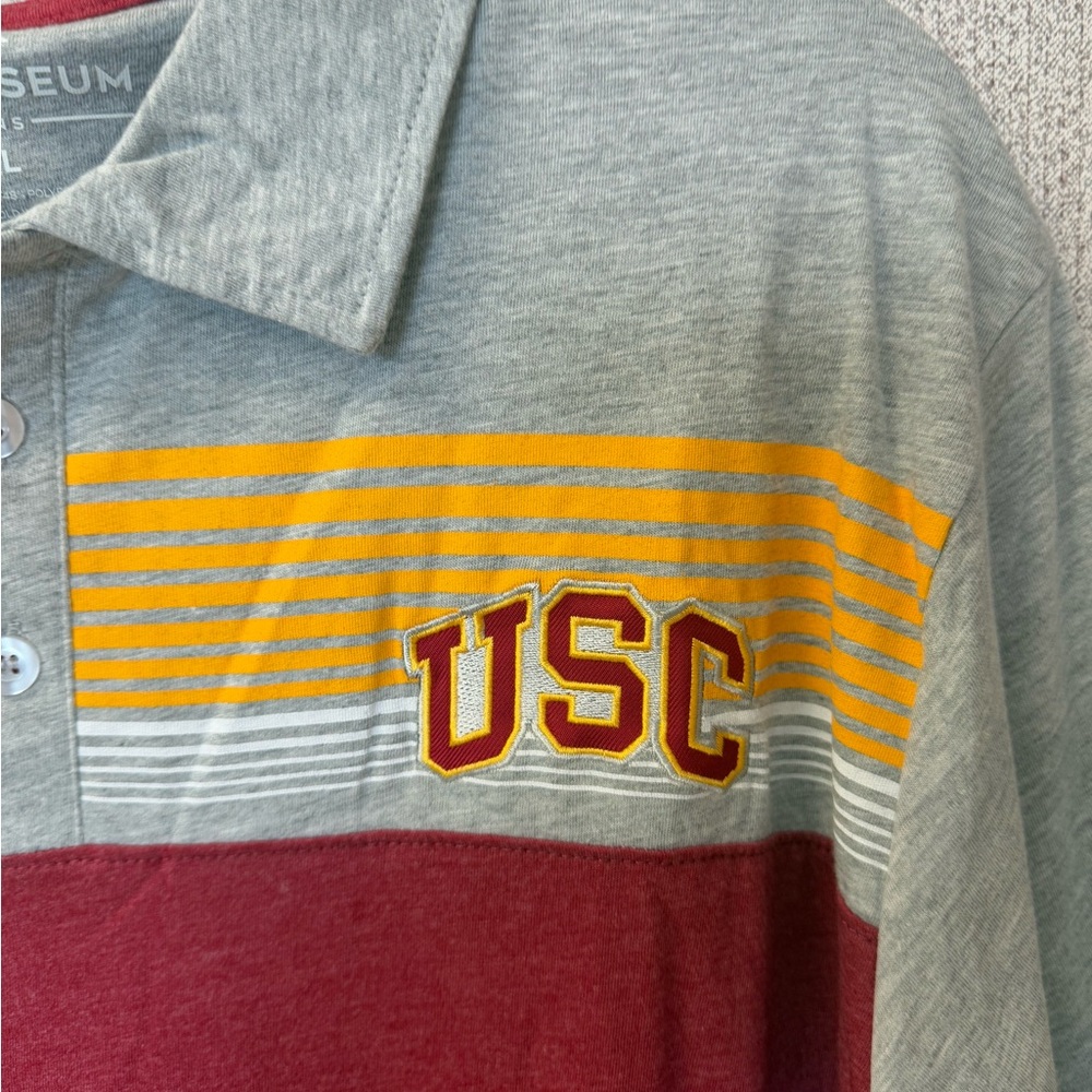 Colosseum Mans Size XL Heather Gray USC Trojans Chamberlain Polo NWT - Picture 2 of 7
